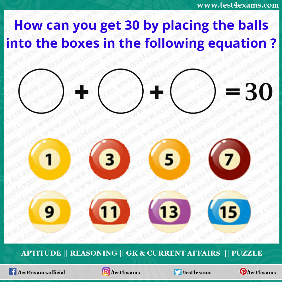 How can you get 30 by placing the balls into the boxes? - Test 4 Exams