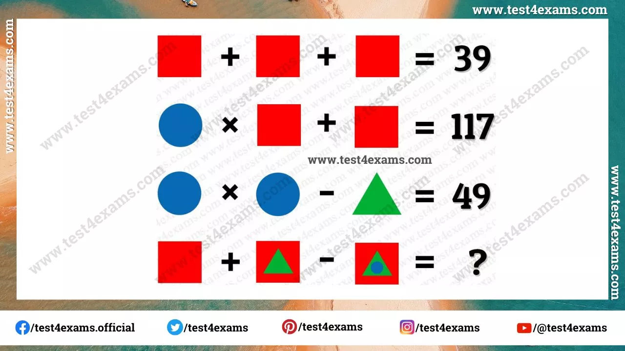 Shapes Picture Math Equation With Answer Puzzles Test 4 Exams 